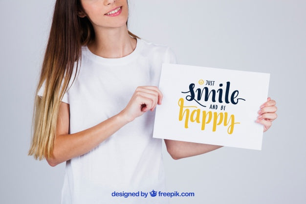 Woman Holding Paper With Message Psd