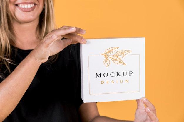 Woman Holding Sign Mock-Up Psd