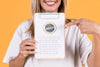 Woman Holding Sign Mock-Up Psd