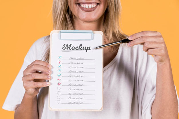 Woman Holding Sign Mock-Up Psd