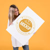 Woman Holding Sign Mock-Up Psd