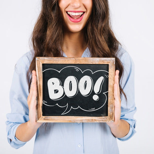 Woman Holding Slate Psd