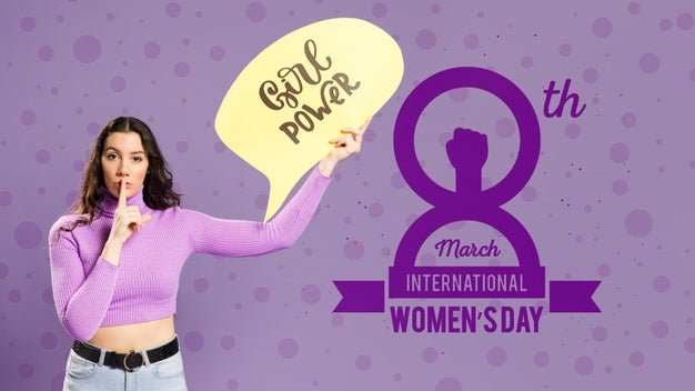 Woman Holding Speech Bubble Mock-Up Psd