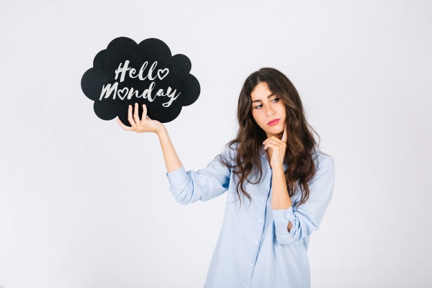 Woman Holding Speech Bubble Slate Psd