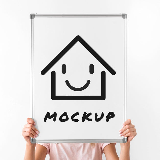 Woman Holding Up Whiteboard Psd