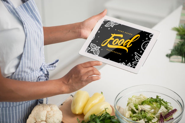 Woman In Kitchen Cooking Healthy Psd