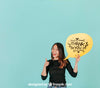 Woman Making Ok Sign With Speech Bubble Mockup Psd