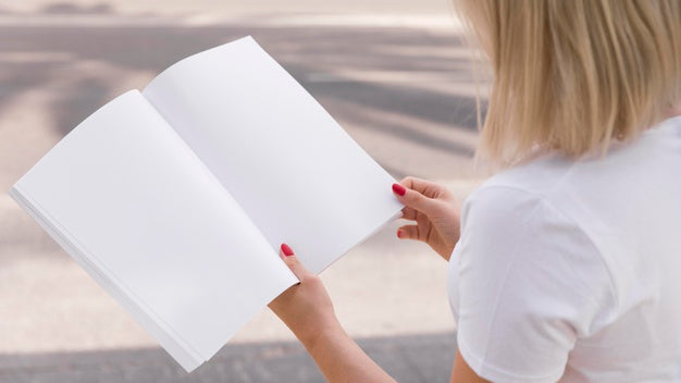 Woman On Street Reading Book Psd