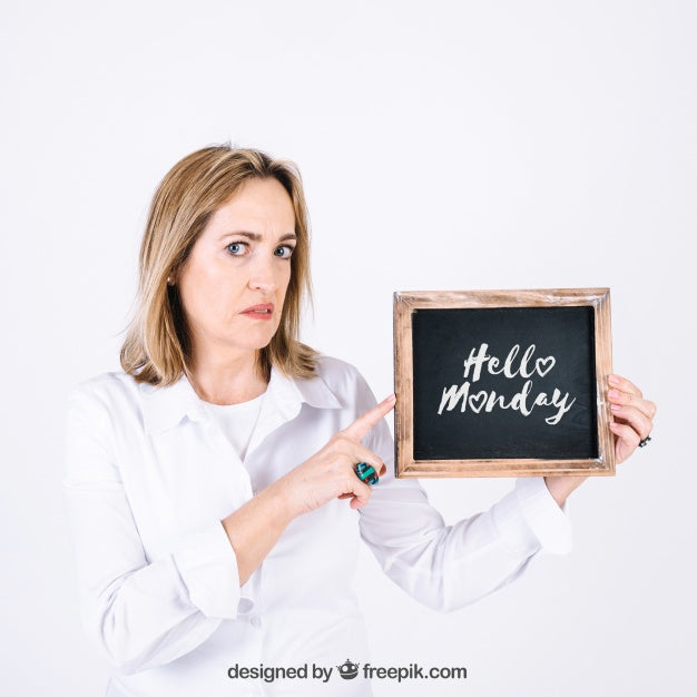 Woman Presenting Slate Psd