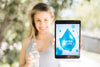 Woman Presenting Tablet Mockup With Water Concept Psd
