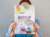 Woman Showing A Mock Up Magazine Psd