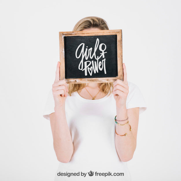 Woman Showing Slate Psd