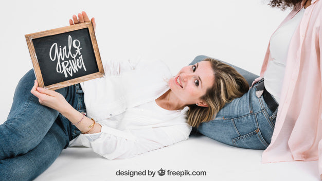 Woman Showing Slate Psd