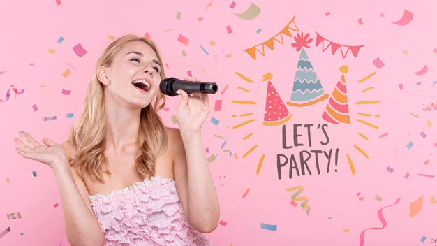 Woman Singing At Birthday Party Psd
