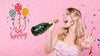 Woman Singing At Champagne Bottle Psd