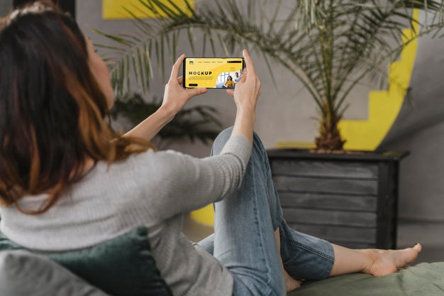 Woman Using Mobile Psd