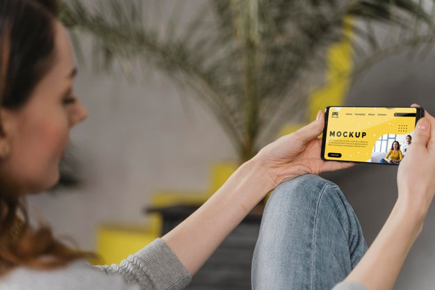 Woman Using Mobile Psd