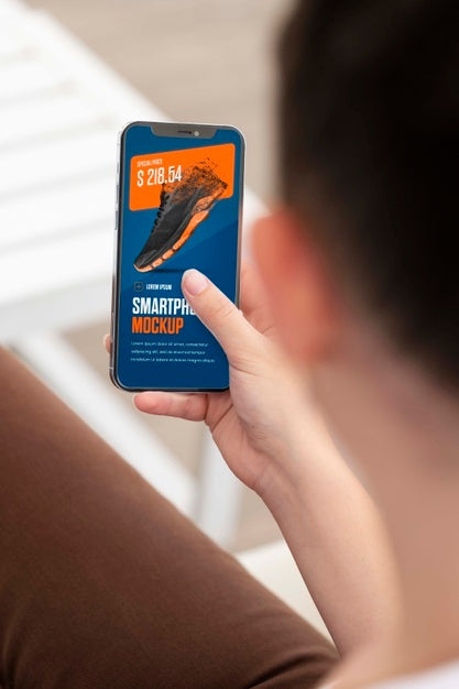 Woman Using Mock-Up Smartphone Outdoors Psd