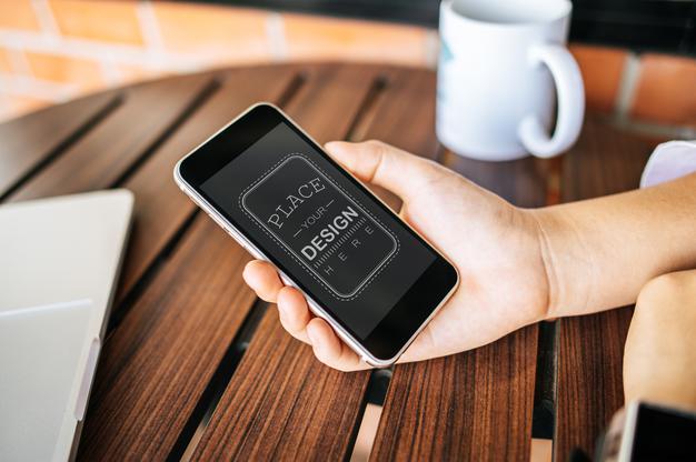 Woman Using Smartphone Psd Mockup Psd