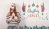 Woman Wearing A Christmas Sweater And Christmas Sales Offers Psd