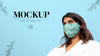 Woman Wearing A Mock-Up Medical Mask Psd