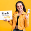 Woman With Black Friday Concept With Credit Card Psd