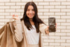 Woman With Black Friday Smartphone Mock-Up Psd