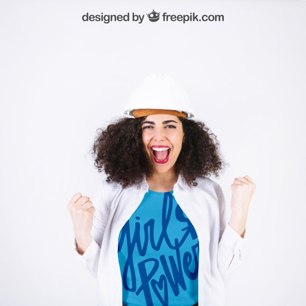 Woman With Helmet Celebrating Psd