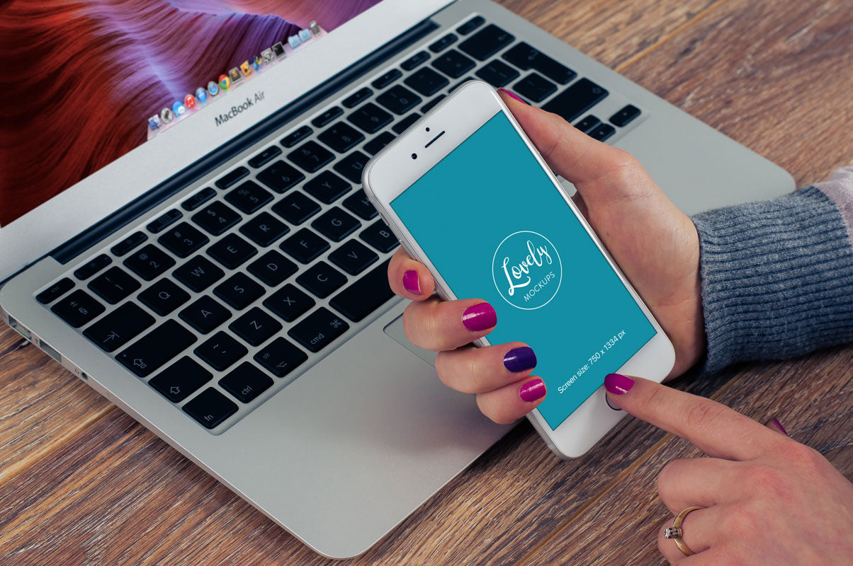 Woman with iPhone 8 Mockup in Her Hand