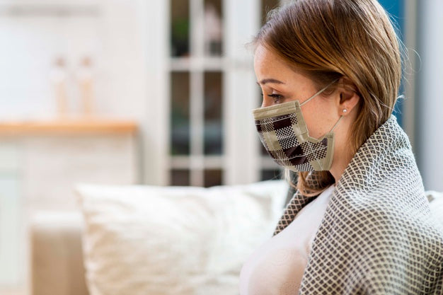 Woman With Medical Mask Concept Mock-Up Psd