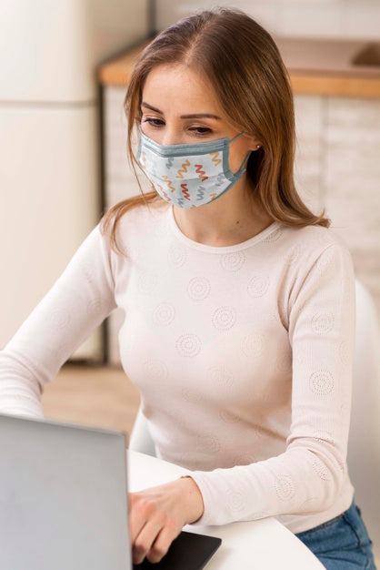 Woman With Medical Mask Concept Mock-Up Psd