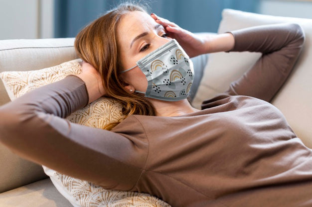 Woman With Medical Mask Concept Mock-Up Psd