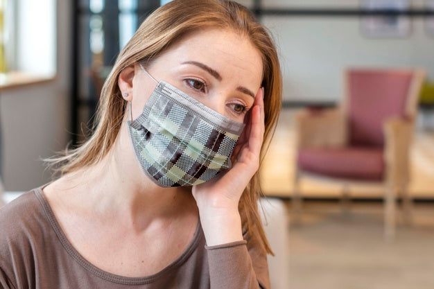 Woman With Medical Mask Concept Mock-Up Psd