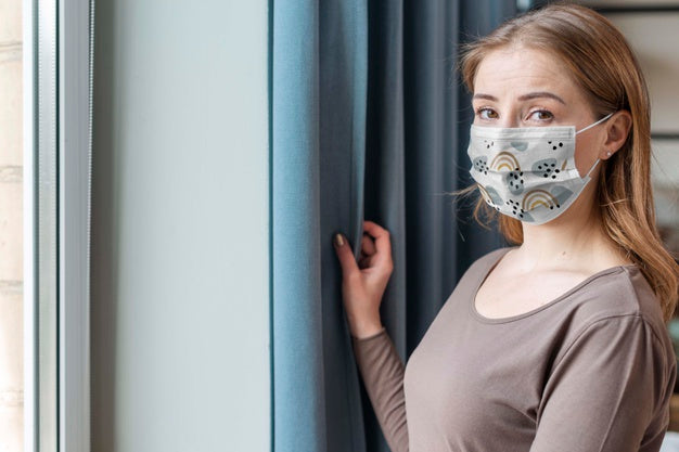 Woman With Medical Mask Concept Mock-Up Psd