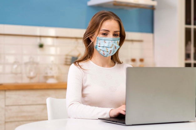 Woman With Medical Mask Concept Mock-Up Psd