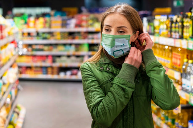 Woman With Medical Mask Concept Mock-Up Psd