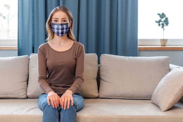 Woman With Medical Mask Concept Mock-Up Psd