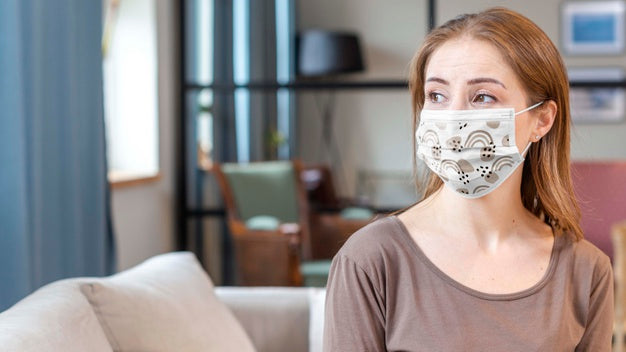 Woman With Medical Mask Concept Mock-Up Psd