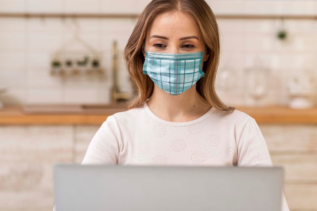 Woman With Medical Mask Concept Mock-Up Psd