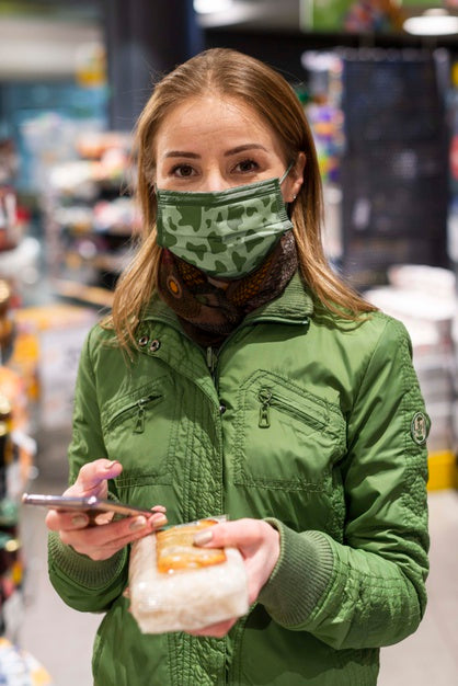 Woman With Medical Mask Concept Mock-Up Psd