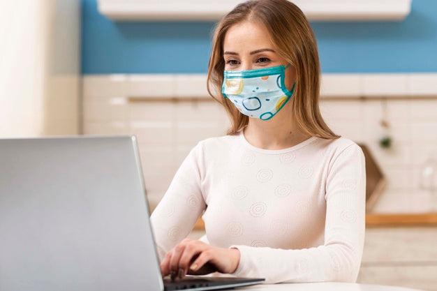 Woman With Medical Mask Concept Mock-Up Psd