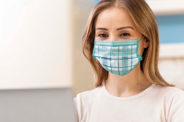 Woman With Medical Mask Concept Mock-Up Psd
