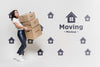 Woman With Packages Moving Psd