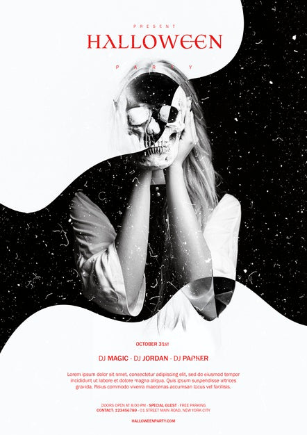 Woman With Skull Holding In Front Of Her Face Psd