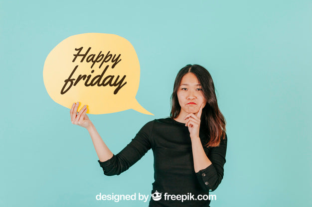 Woman With Speech Bubble Mockup Psd