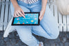 Woman With Tablet Mockup Psd