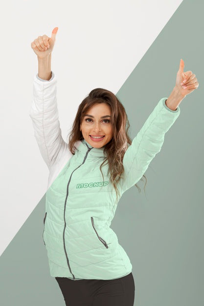 Woman With Warm Clothes Medium Shot Psd