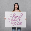 Woman With Wide Smile Holding A Placard Psd