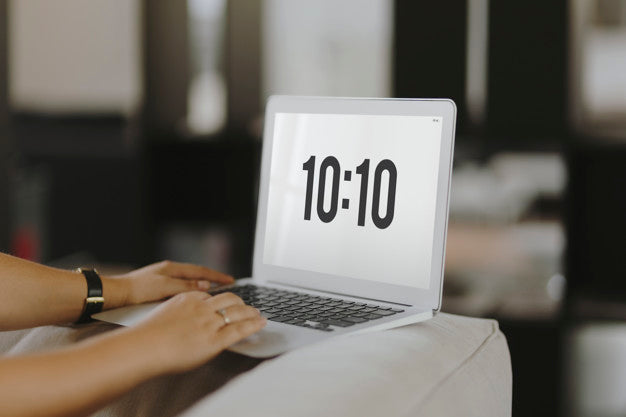 Woman Working On A Laptop Psd