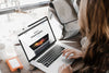 Young Woman Working On Her New Macbook Pro PSD Mockup